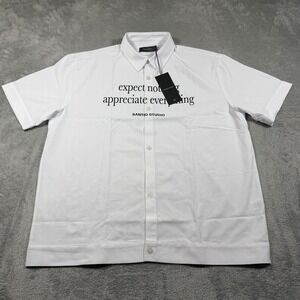 Santo Studio Appreciate Button-Up Shirt Mens Large White Short Sleeve Arman NWT